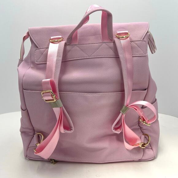 Tigerlily Creations Womens Pink Large Faux Leather Backpack Diaper Bag NEW - Picture 2 of 16